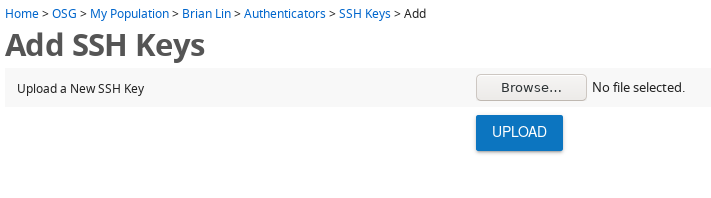 COManage upload SSH key