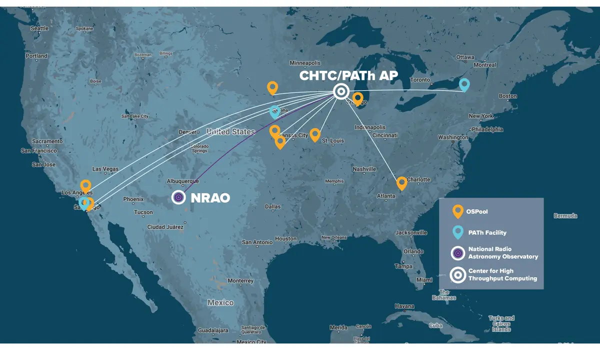 Map of North America and access points from PATh
