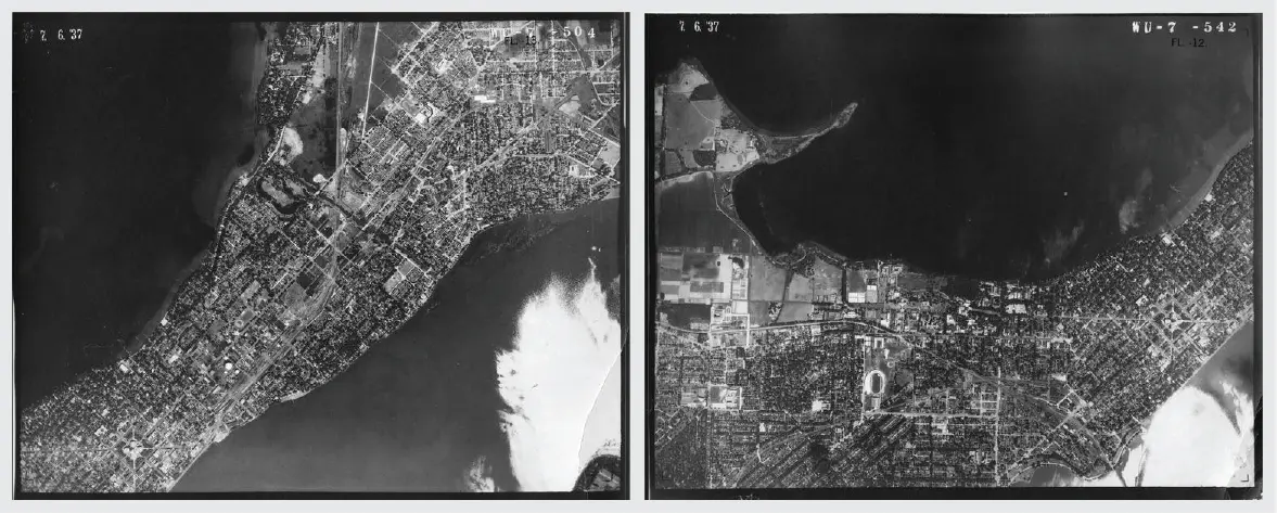 Two aerial photos of Madison, Wisconsin in 1937 available on WHAIFinder.
