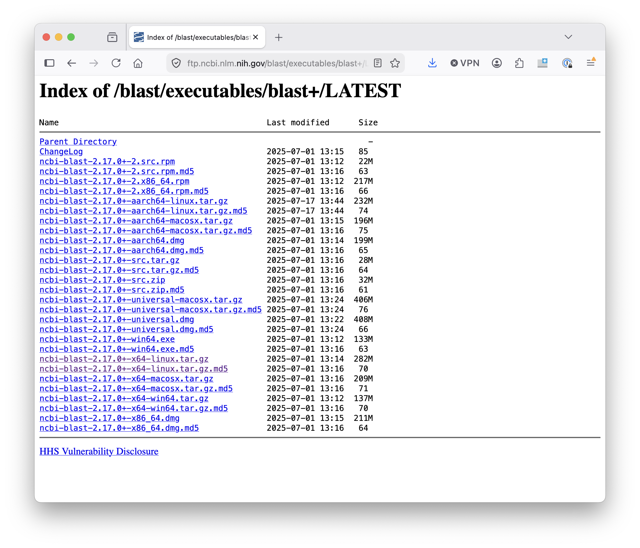 Blast download list