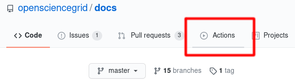 Select the 'Actions' tab from your GitHub repository